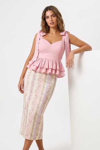 Verano By Tanya Hana Ruffle Hem Peplum Top 