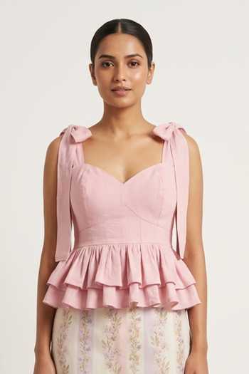 Verano By Tanya Hana Ruffle Hem Peplum Top 