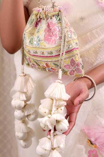 Buy AMYRA Multi Color Embroidery, Sequins, Beads, Pearls, Tassels, Gulbahar Pastel Potli Online at Aza Fashions Buy_AMYRA_Multi Color Embroidery, Sequins, Beads, Pearls, Tassels, Gulbahar Pastel Potli _Online_at_Aza_Fashions