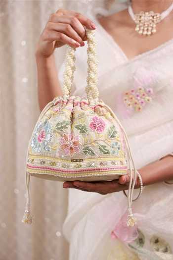 Buy AMYRA Multi Color Embroidery, Sequins, Beads, Pearls, Tassels Gulbahar Bucket Bag Online at Aza Fashions Buy_AMYRA_Multi Color Embroidery, Sequins, Beads, Pearls, Tassels Gulbahar Bucket Bag _Online_at_Aza_Fashions