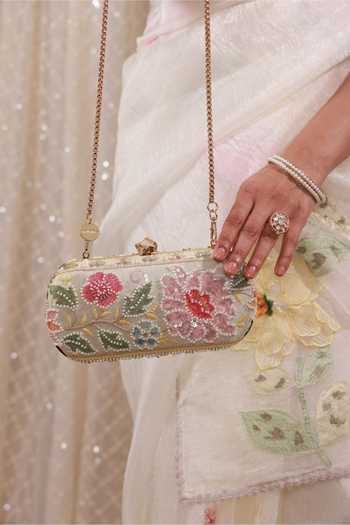 Shop AMYRA Multi Color Gulbahar Embroidered Pastel Capsule Clutch Online at Aza Fashions Shop_AMYRA_Multi Color Gulbahar Embroidered Pastel Capsule Clutch _Online_at_Aza_Fashions