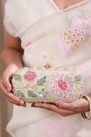 AMYRA Gulbahar Embroidered Pastel Capsule Clutch 