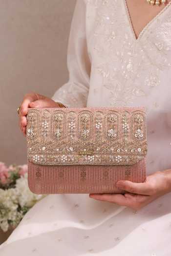 Buy AMYRA Pink Vivaah Embroidered Flapover Bag Online at Aza Fashions Buy_AMYRA_Pink Vivaah Embroidered Flapover Bag _Online_at_Aza_Fashions