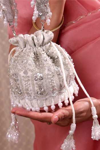 AMYRA Lumia Pearl Embroidered Mini Potli