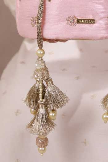AMYRA Pink Embroidery, Sequins, Beads, Pearls, Tassels, Metallic Thread Azai Potli Online at Aza Fashions AMYRA_Pink Embroidery, Sequins, Beads, Pearls, Tassels, Metallic Thread Azai Potli _Online_at_Aza_Fashions