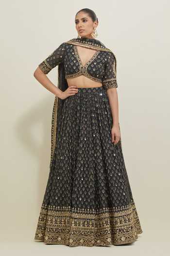 Ikshita Choudhary Hand Embroidered Chanderi Lehenga Set