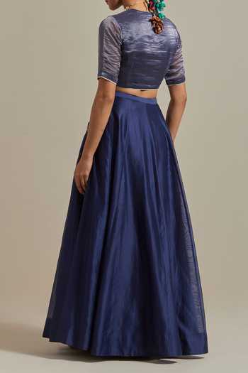 Vinusto Embroidered Panelled Lehenga Set For Kids