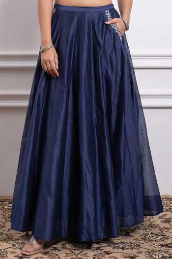 Buy Vinusto Blue Handwoven , With Zari Embroidered Panelled Lehenga Set For Kids Online at Aza Fashions Buy_Vinusto_Blue Handwoven , With Zari Embroidered Panelled Lehenga Set For Kids_Online_at_Aza_Fashions