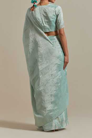 Vinusto Handwoven Saree With Embroidered Blouse For Kids