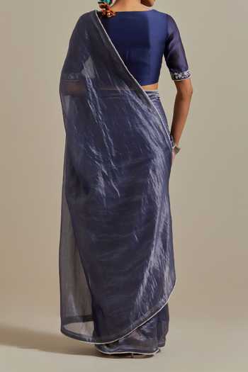 Vinusto Handwoven Stripe Saree With Embroidered Blouse For Kids