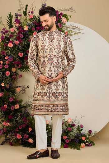 Kasbah Gold Tissue Floral Sequin Embroidered Kurta Online at Aza Fashions Kasbah_Gold Tissue Floral Sequin Embroidered Kurta _Online_at_Aza_Fashions