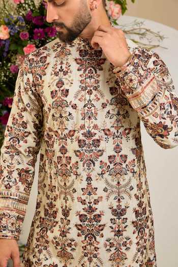 Buy Kasbah Gold Tissue Floral Sequin Embroidered Kurta Online at Aza Fashions Buy_Kasbah_Gold Tissue Floral Sequin Embroidered Kurta _Online_at_Aza_Fashions