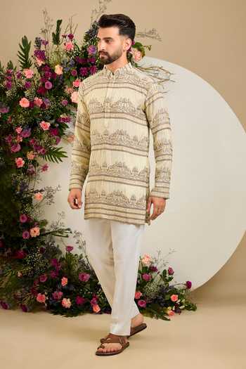 Kasbah Gold Tissue Imperial Maharaja Embellished Kurta Online at Aza Fashions Kasbah_Gold Tissue Imperial Maharaja Embellished Kurta _Online_at_Aza_Fashions