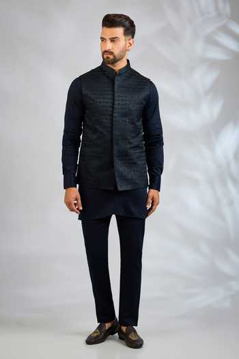 SPRING BREAK Geometric Embroidered Bundi & Kurta Set 