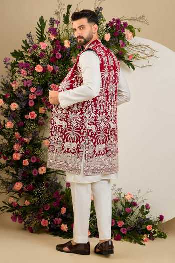 Kasbah Flora & Fauna Embroidered Nehru Jacket