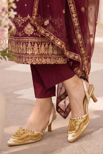 Sole House Imperial Cutdana Embellished Kitten Heels 