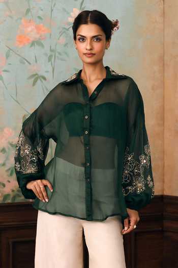 Paulmi And Harsh Kylie Sheer Shirt With Top 