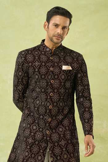 Arihant Rai Sinha Floral Embroidered Sherwani & Polo Pant Set 