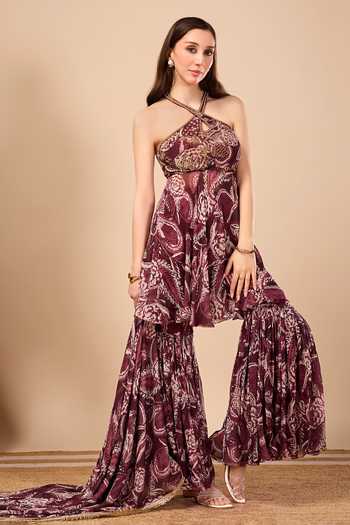 Damoiselle Paisley Print Halter Tunic Set 