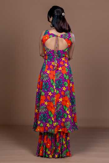 Damoiselle Floral Print Kurta Sharara Set 