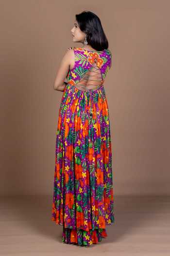 Damoiselle Tropical Print Anarkali & Sharara Set 