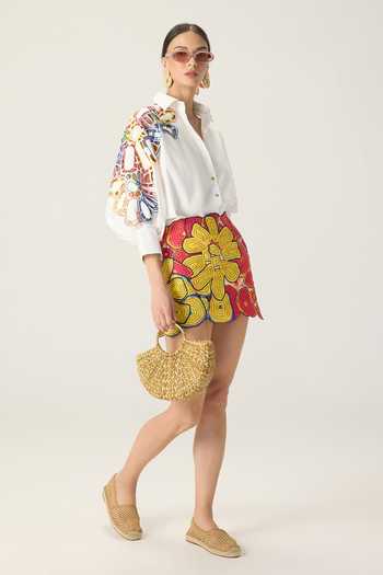 Saaksha & Kinni Multi Color Cotton, Cambric Makenna Abstract Hand Embroidered Skirt at Aza Fashions Saaksha & Kinni_Multi Color Cotton, Cambric Makenna Abstract Hand Embroidered Skirt _at_Aza_Fashions