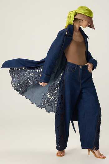 Saaksha & Kinni Georgina Hand Embroidered Trench Coat 