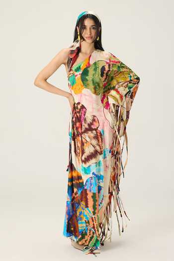 Saaksha & Kinni Elmina Floral Print Asymmetric Kaftan 