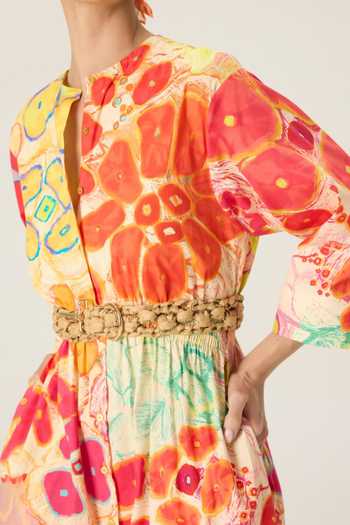 Buy_Saaksha & Kinni_Multi Color Cotton Round Neck Madison Floral Print Midi Dress 