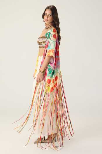 Saaksha & Kinni Multi Color Silk, Cotton Square Neck Melanine Hand Embroidered Bustier at Aza Fashions Saaksha & Kinni_Multi Color Silk, Cotton Square Neck Melanine Hand Embroidered Bustier _at_Aza_Fashions