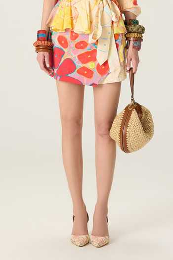 Shop Saaksha & Kinni Multi Color Cotton Cinora Floral Print Skort Online at Aza Fashions Shop_Saaksha & Kinni_Multi Color Cotton Cinora Floral Print Skort _Online_at_Aza_Fashions