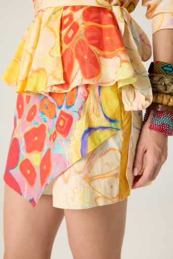 Saaksha & Kinni Multi Color Cotton Cinora Floral Print Skort at Aza Fashions Saaksha & Kinni_Multi Color Cotton Cinora Floral Print Skort _at_Aza_Fashions