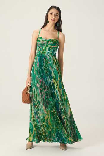 Saaksha & Kinni Kiara Floral Print Pleated Dress