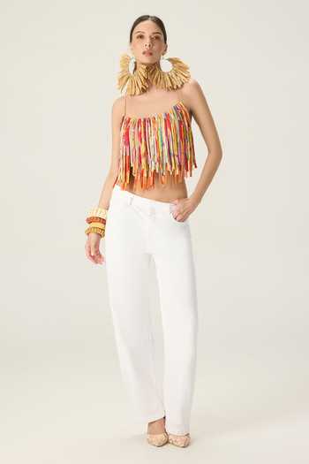 Saaksha & Kinni Multi Color Cotton, Chiffon Bandeau Neck Vanessa Printed Strappy Blouse at Aza Fashions Saaksha & Kinni_Multi Color Cotton, Chiffon Bandeau Neck Vanessa Printed Strappy Blouse _at_Aza_Fashions
