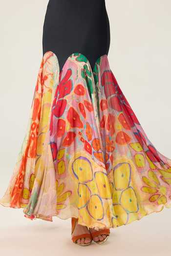 Buy Saaksha & Kinni Black Chiffon, Jersey High Neck Maeva Floral Print Dress Buy_Saaksha & Kinni_Black Chiffon, Jersey High Neck Maeva Floral Print Dress