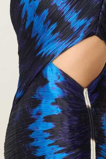 Saaksha & Kinni Blue Chiffon Square Neck Lenora Leheriya Print Dress at Aza Fashions Saaksha & Kinni_Blue Chiffon Square Neck Lenora Leheriya Print Dress _at_Aza_Fashions
