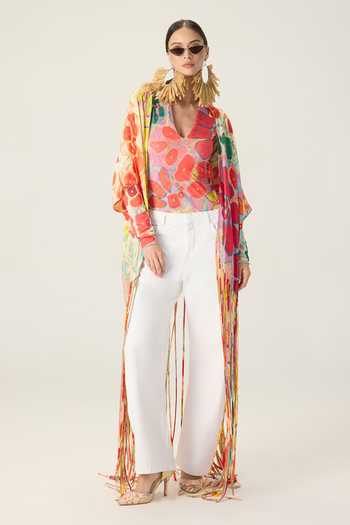 Saaksha & Kinni Multi Color Leni Floral Print Cape Online at Aza Fashions Saaksha & Kinni_Multi Color Leni Floral Print Cape _Online_at_Aza_Fashions