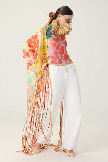 Buy Saaksha & Kinni Multi Color Leni Floral Print Cape Online at Aza Fashions Buy_Saaksha & Kinni_Multi Color Leni Floral Print Cape _Online_at_Aza_Fashions
