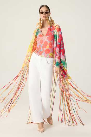 Saaksha & Kinni Multi Color Leni Floral Print Cape at Aza Fashions Saaksha & Kinni_Multi Color Leni Floral Print Cape _at_Aza_Fashions