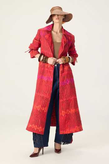 Saaksha & Kinni Clover Leheriya Print Trench Coat