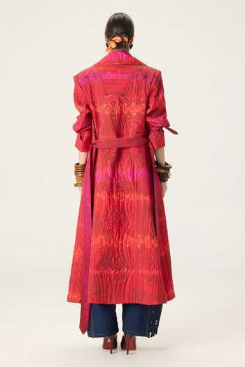 Saaksha & Kinni Clover Leheriya Print Trench Coat