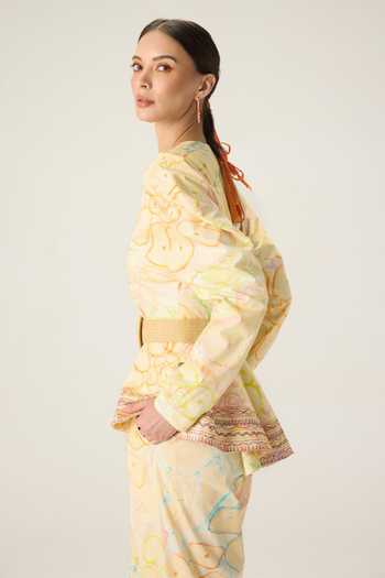 Shop Saaksha & Kinni Multi Color Cotton, Lycra Round Neck Astrid Floral Print Shirt Online at Aza Fashions Shop_Saaksha & Kinni_Multi Color Cotton, Lycra Round Neck Astrid Floral Print Shirt _Online_at_Aza_Fashions