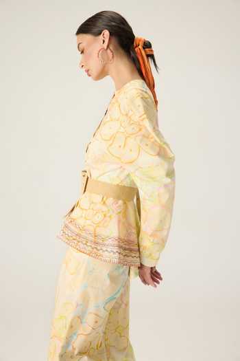 Saaksha & Kinni Multi Color Cotton, Lycra Round Neck Astrid Floral Print Shirt at Aza Fashions Saaksha & Kinni_Multi Color Cotton, Lycra Round Neck Astrid Floral Print Shirt _at_Aza_Fashions