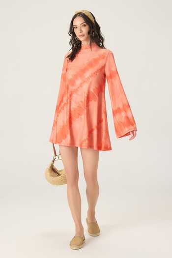 Buy Saaksha & Kinni Orange Jersey High Neck Louisa Leheriya Print Dress Online at Aza Fashions Buy_Saaksha & Kinni_Orange Jersey High Neck Louisa Leheriya Print Dress _Online_at_Aza_Fashions