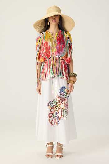 Saaksha & Kinni Monica Floral Print Pleated Top