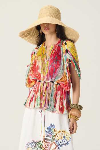 Saaksha & Kinni Monica Floral Print Pleated Top