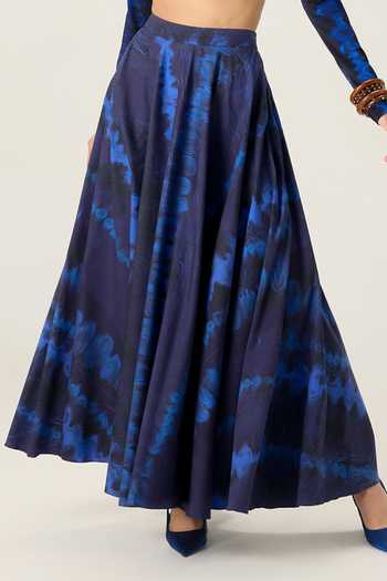 Shop Saaksha & Kinni Blue Cotton Dracy Leheriya Print Skirt Online at Aza Fashions Shop_Saaksha & Kinni_Blue Cotton Dracy Leheriya Print Skirt _Online_at_Aza_Fashions