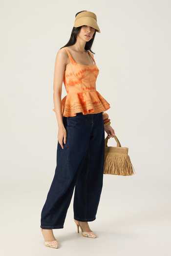 Buy Saaksha & Kinni Orange Cotton Square Neck Peni Leheriya Print Peplum Blouse Online at Aza Fashions Buy_Saaksha & Kinni_Orange Cotton Square Neck Peni Leheriya Print Peplum Blouse _Online_at_Aza_Fashions