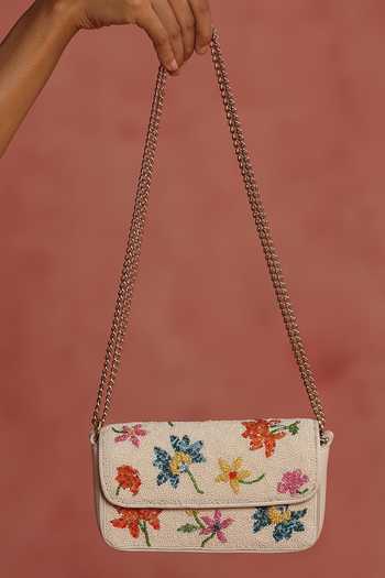 The Leather Garden Meadow Beaded Leather Crossbody Bag 
