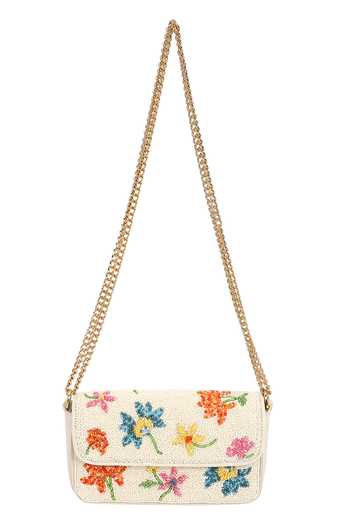 The Leather Garden Meadow Beaded Leather Crossbody Bag 